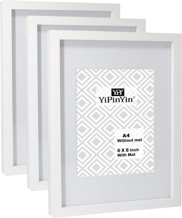 Detalle de White A4 Gallery Wooden Boxed Picture Frame set of 3