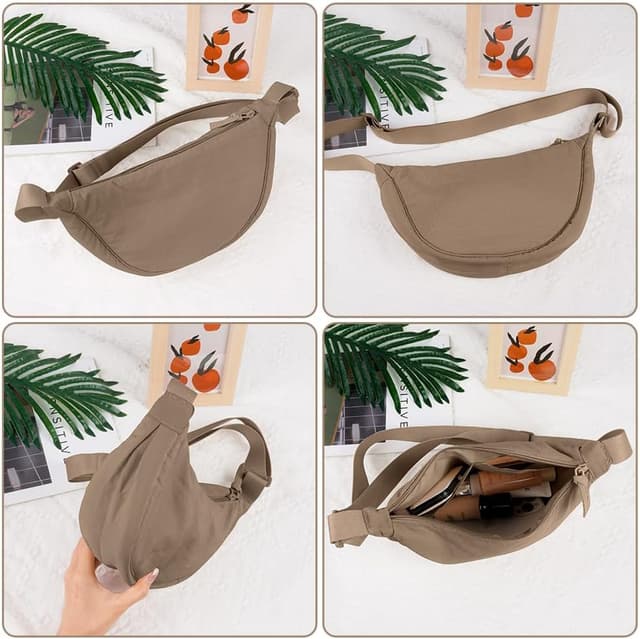 Thumbnail 6 de Aucuu Borsa a tracolla in nylon a mezzaluna (messenger crossbody) con tracolla regolabile