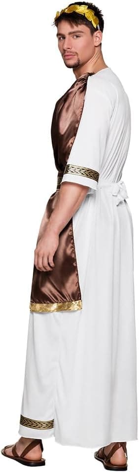 Detalle 2 de Boland 83861 Zeus-Kostüm für Erwachsene (M/L) – Toga mit Schal, Haarschmuck und Gürtel
