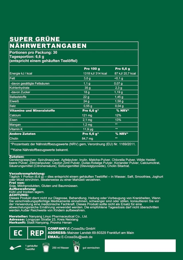 Detalle 2 de Grünes Entgiftungspulver mit Matcha, 200 g