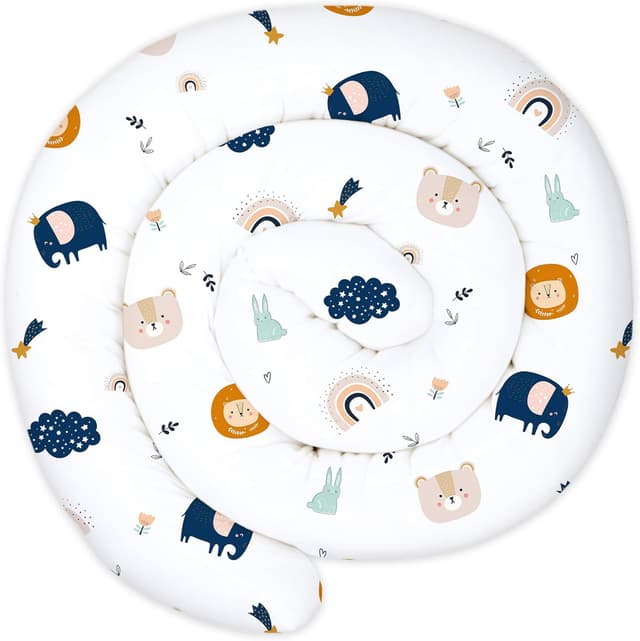 Detalle de Totsy Baby XXL Bettschlange Bettkissen XL 200 cm (Oeko-Tex-Zertifikat) – Marineblau mit Regenbogen