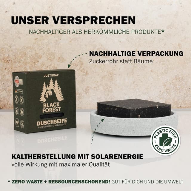 Thumbnail 6 de JUST SOAP Duschseife 150 g Schwarzer Wald Aktivkohle
