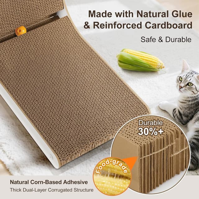 Detalle de Gimars griffoir pour chat en carton en forme de L, 68 cm, à fixer au mur