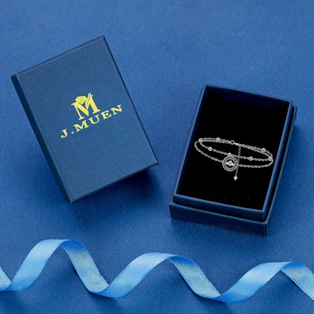 Thumbnail 6 de Bracelet femme J.MUEN en argent sterling 925 avec cœur en zircone cubique – réglable (17 cm + 4)