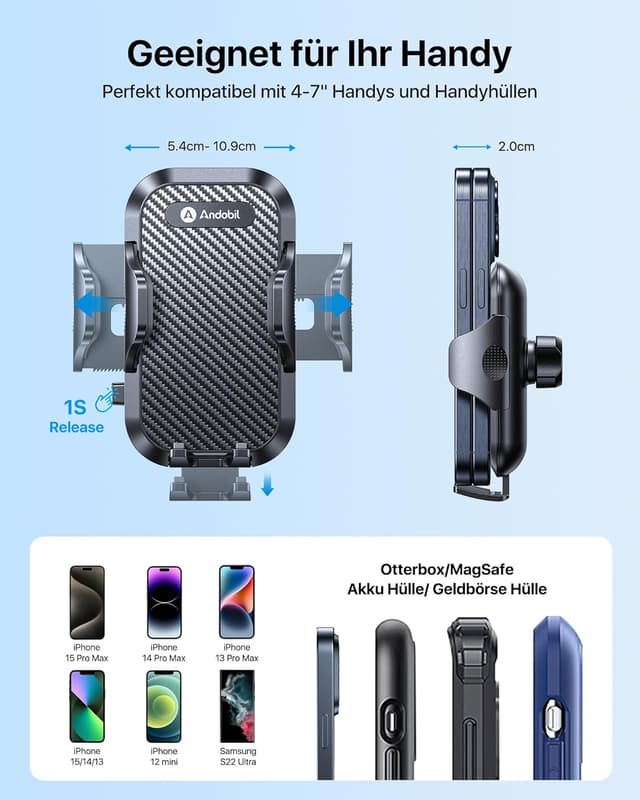 Thumbnail 5 de andobil Handyhalterung Auto Runde Lüftung 48–74mm