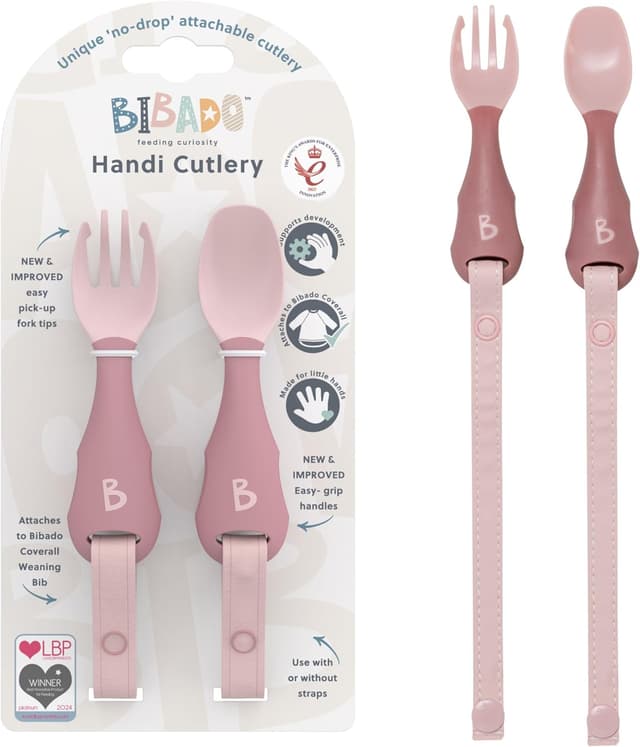 Detalle 2 de Bibado Dippit Baby Spoon and Dipper (Mint & Blue) 2-Pack – Soft, chewable weaning cutlery with sensory grip