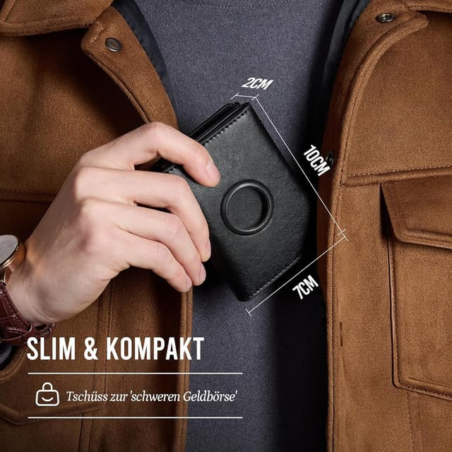 Detalle 1 de YESIIW Airtag Geldbeutel mit RFID für 11 Karten