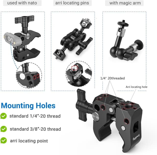 Detalle 2 de SMALLRIG Super Clamp 2220 : bras magique pour accessoires caméra