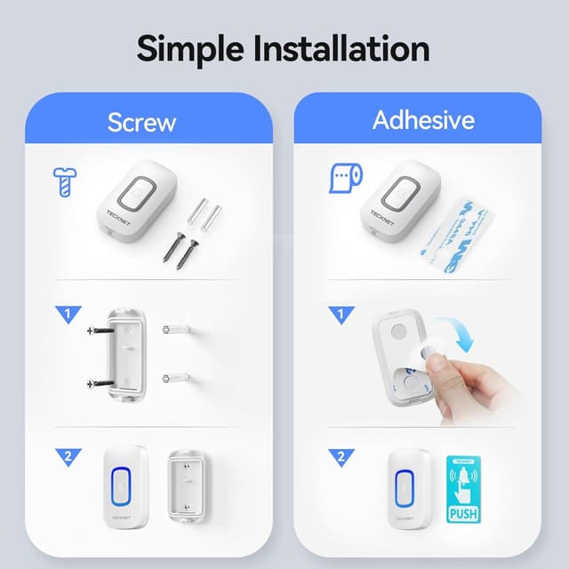Thumbnail 6 de TECKNET Wireless Doorbell kit with 2 plug-in receivers, 60 chimes and IP66 weatherproof range up to 400m