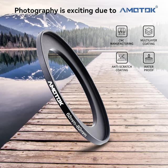 Detalle 2 de 62mm to 82mm Camera Lens Adapter Step-up Ring for 82mm filters and accessories