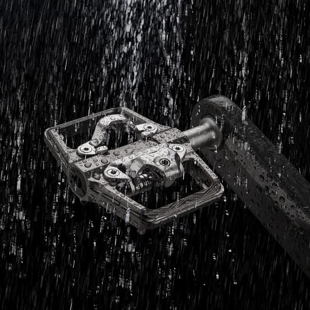 Detalle de Pedali 2-in-1 per mountain bike Shimano SPD: doppia faccia flat e clipless con sgancio rapido (asse 9/16")