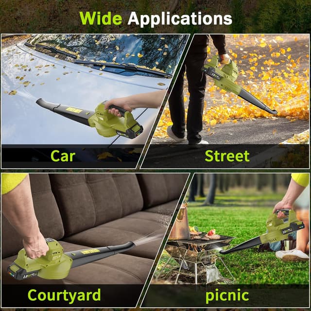 Detalle 2 de Cordless Leaf Blower 20V (with 2 x 2.0Ah batteries) – 3 speed modes, lightweight cordless for patio & garden clearing