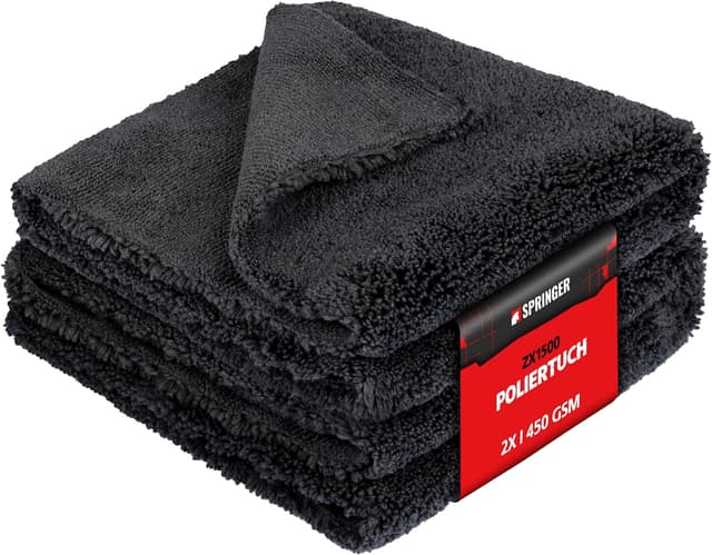 Detalle de SPRINGER ZX1500, set 2 panni doppia faccia in microfibra 40x40 cm 2-in-1 (lucidare e asciugare)