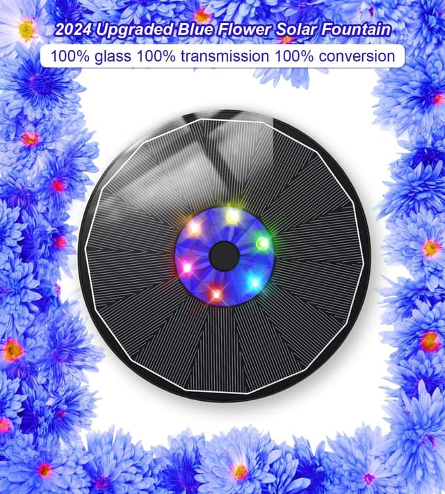 Detalle de Fontaine solaire extérieure SZMP avec LEDs colorées flottantes et pompe 3,5 W (batterie 2200 mAh)