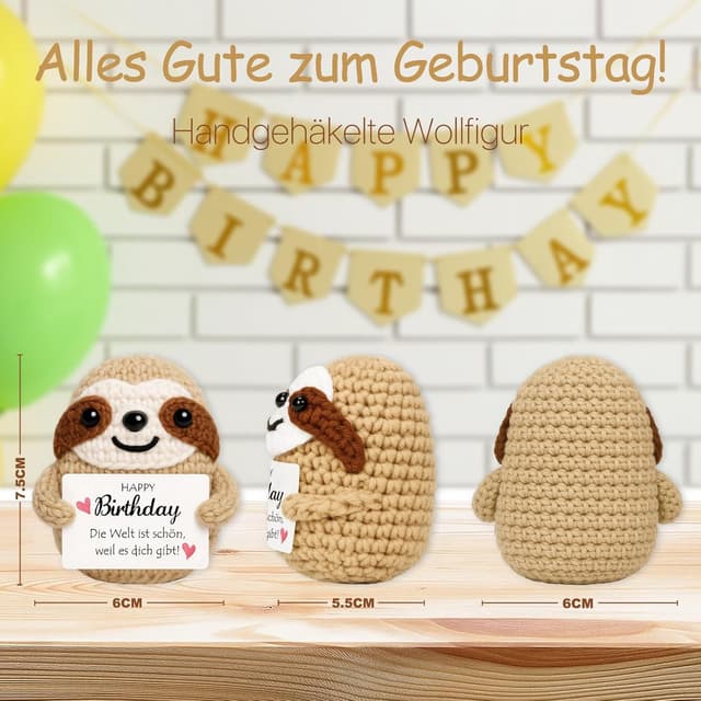 Detalle de Farbeele Anti-Stress Faultier Schlüsselanhänger 6x7,5 cm