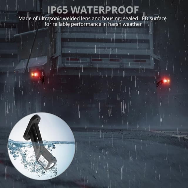 Detalle 2 de Justech 2er-Set LED Seitenmarkierungsleuchten (12–30 V, IP65) in Weiß/Rot/Amber für Anhänger