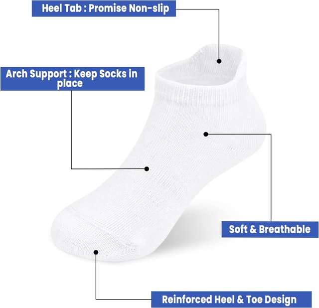 Detalle de GENTABY Kids’ Cushioned Running & Sports Ankle Socks (16 Pairs), 1–14 Years