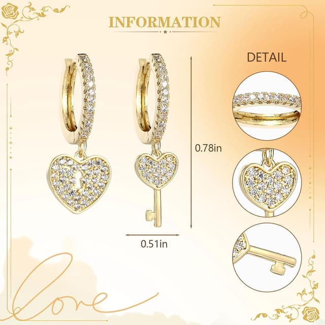 Detalle 1 de Creolen mit Herz Schloss Anhänger 1,3 cm