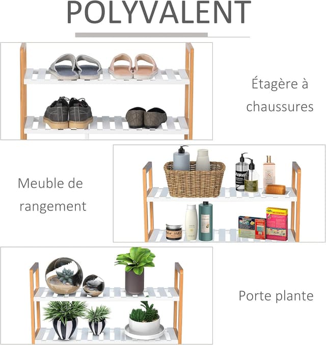 Thumbnail 5 de HOMCOM Étagère à Chaussures 4 niveaux MDF Blanc