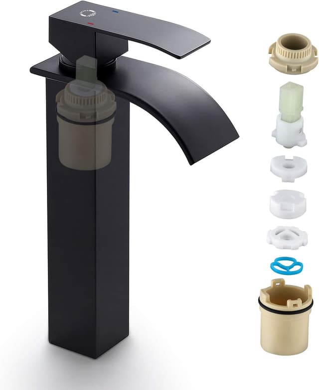 Thumbnail 6 de CECIPA Grifo Lavabo Cascada Alto Negro 185 mm