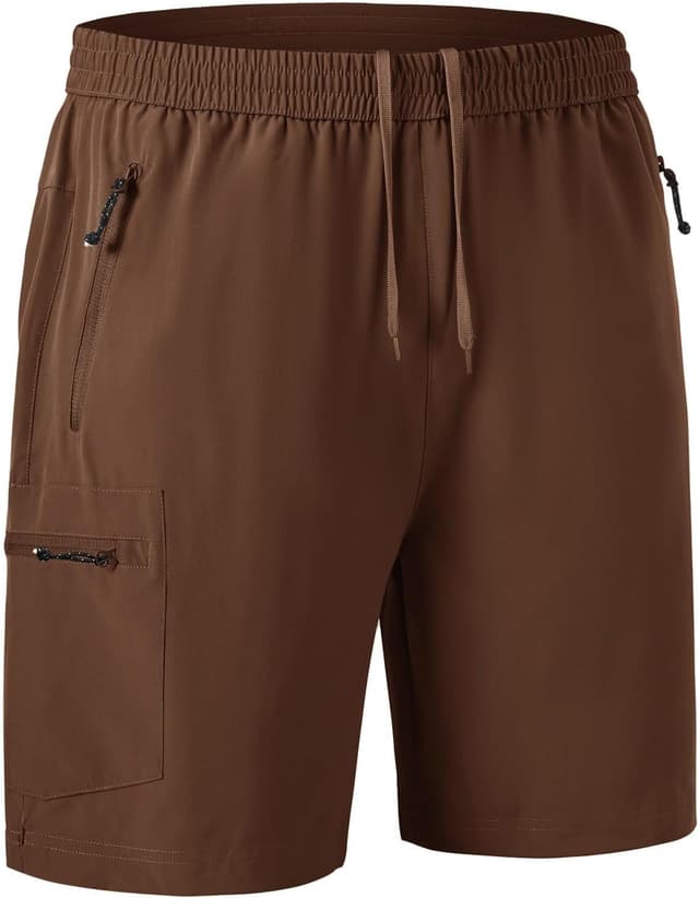 Detalle de Rdruko Herren Sport-Shorts: kurze Stretch-Wanderhose mit 4 Reißverschlusstaschen