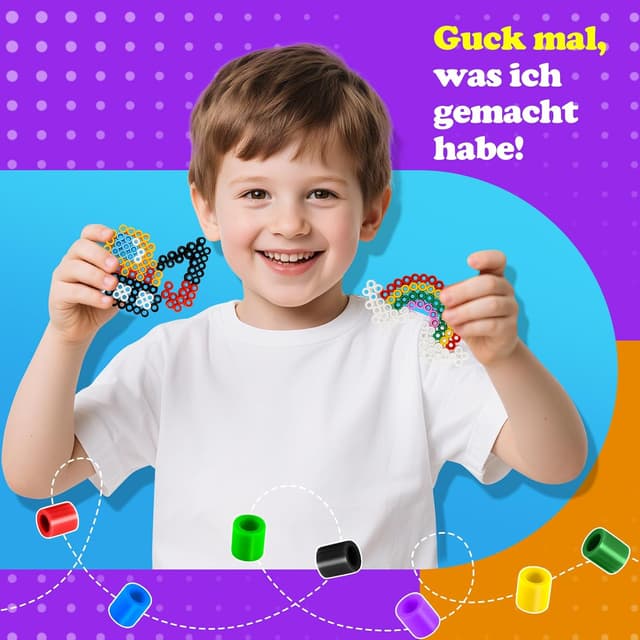 Detalle 2 de Bügelperlen Set Groß 10 mm – Komplettset mit 2 Bügelplatten & Vorlagen für Kinder ab 3 Jahren