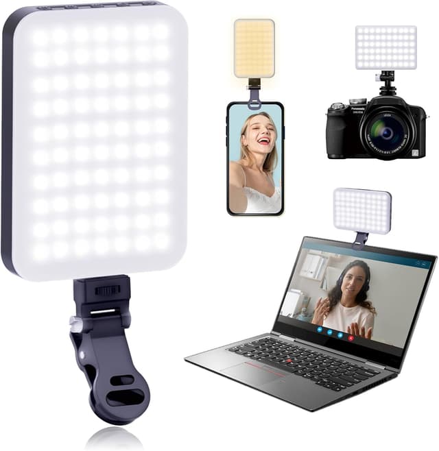 Thumbnail 6 de 60 LEDs Selfie Light 3‑mode, Rechargeable Clip‑on