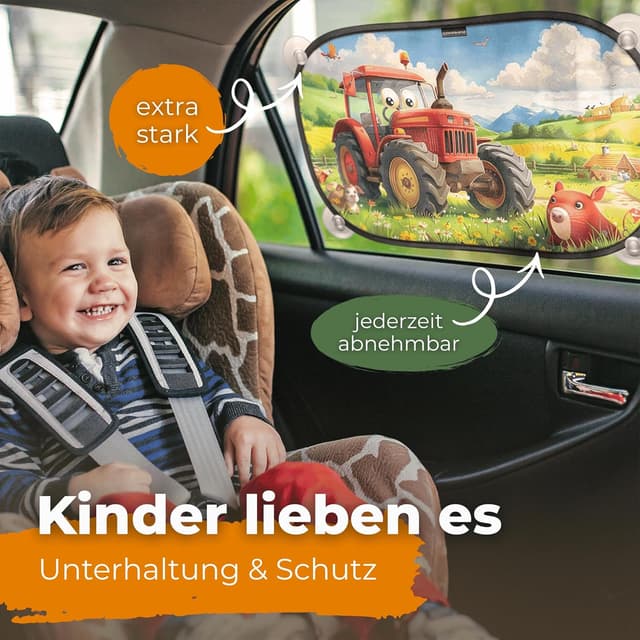 Detalle de CARAMAZ Sonnenschutz Auto Baby Opti-Dark „GSM100+“ mit UV-Schutz, Reach-zertifiziert – 2er Set mit Saugnapf (51×31 cm)