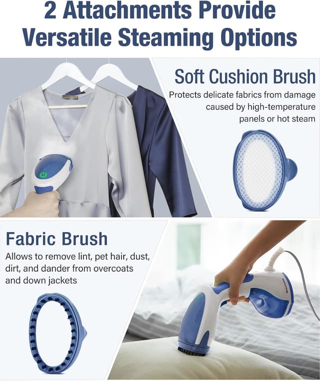 Detalle de BEAUTURAL Portable Handheld Clothes Steamer (1200W) with 30-second heat-up and detachable water tank