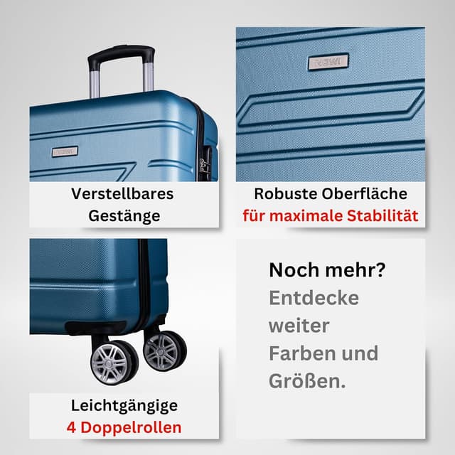 Thumbnail 6 de NOWI Hartschalenkoffer XL (100 l) mit 8 360°-Rollen, Zahlenschloss & Teleskopgestänge – türkis