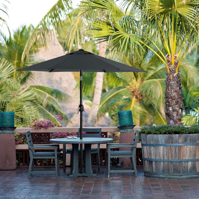Detalle de SONGMICS Parasol de jardin octogonal UPF 50+ inclinable avec manivelle (pare-soleil) en polyester