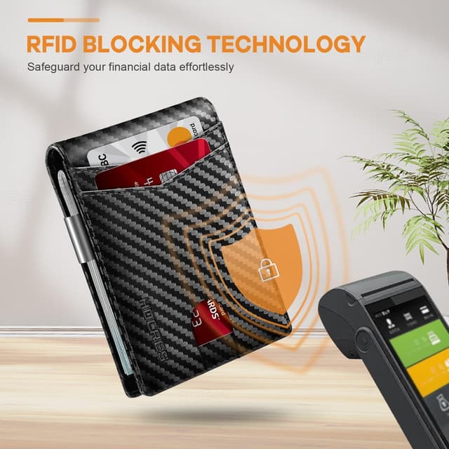 Detalle 2 de HOCRES Mens RFID Slim Wallet with 12 slots