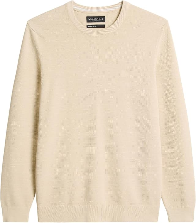 Detalle de Marc O’Polo Herren-Pullover aus Bio-Baumwolle mit Rundhalsausschnitt