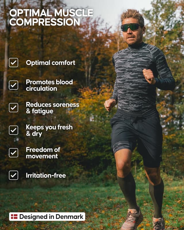 Detalle de Danish Endurance Long Sleeve Compression Top (2-Pack) for Men – Quick Dry, Breathable Mesh Training Base Layer