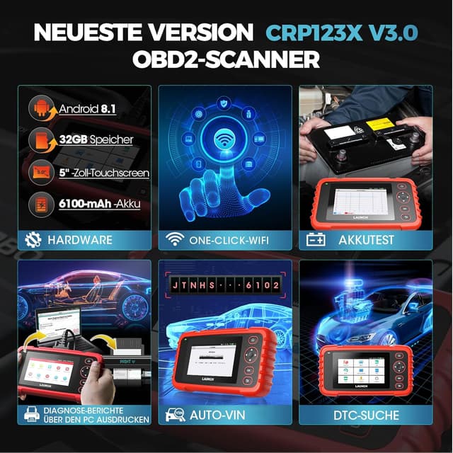 Detalle de LAUNCH CRP123X V3.0 Diagnosegerät OBD2 4‑Systeme
