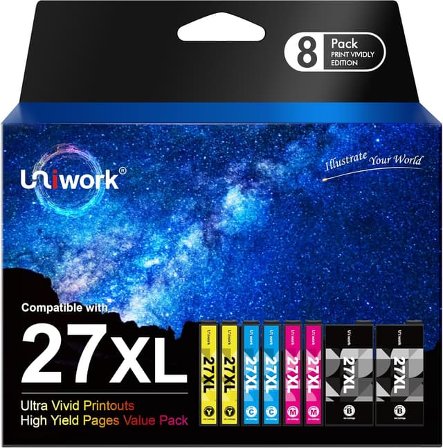 Detalle de Uniwork 27 XL Kompatible Tintenpatronen 8er-Pack 🖨