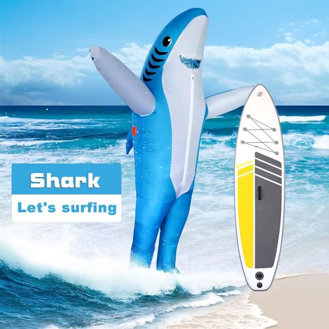 Detalle 2 de Costume gonfiabile FXICH da squalo adulto per Halloween