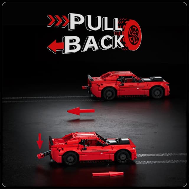 Detalle 1 de Mould King 15080 Technik Speed Champion Dodg Challenger Sportwagen Bausteine 738 Teile