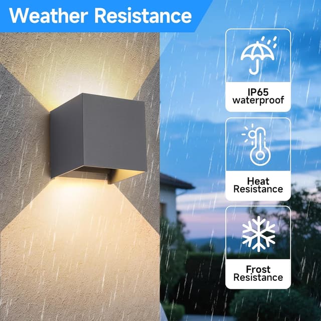 Detalle de Wisdom Line applique LED da esterno/interno IP65 2 pezzi, 9W 4000K bianco freddo, G9 (grigio scuro) per giardino e ingresso