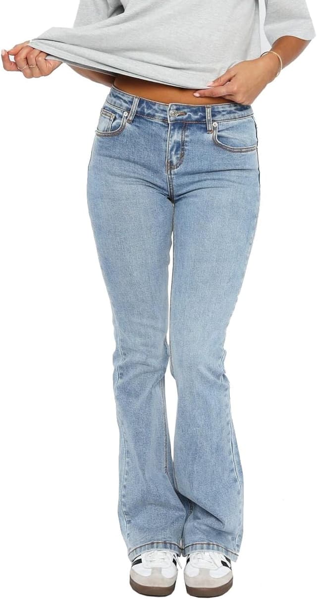 Thumbnail 6 de Justalwart Women’s Stretch Low Rise Double Button Elastic Skinny Vintage Flare Jeans