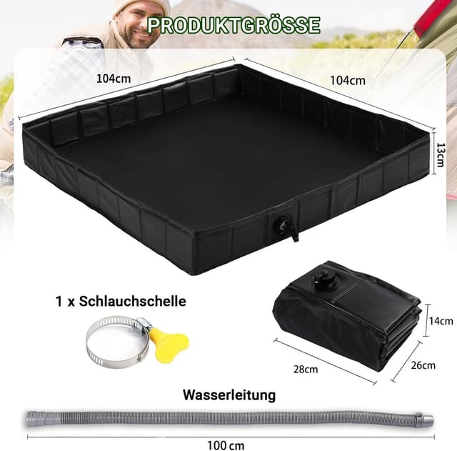 Detalle 2 de GOZYLA faltbare Duschbasis für Camping & Outdoor – tragbare Duschwanne mit Ablaufschlauch