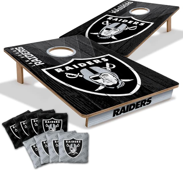 Detalle de YouTheFan NFL 2' x 3' Wood Cornhole Game with Logo Bags