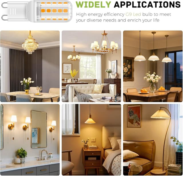 Detalle 2 de A.bigwhale G9 LED Lampe Warmweiß 2700K, 3 W (entspricht 40–50 W), 560 lm – 4er-Set