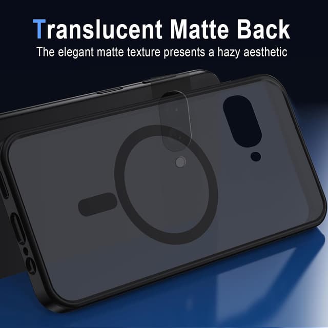 Detalle 2 de XTCASE Coque magnétique MagSafe pour Google Pixel 9A (noir) — dos mat translucide et protection anti-chocs