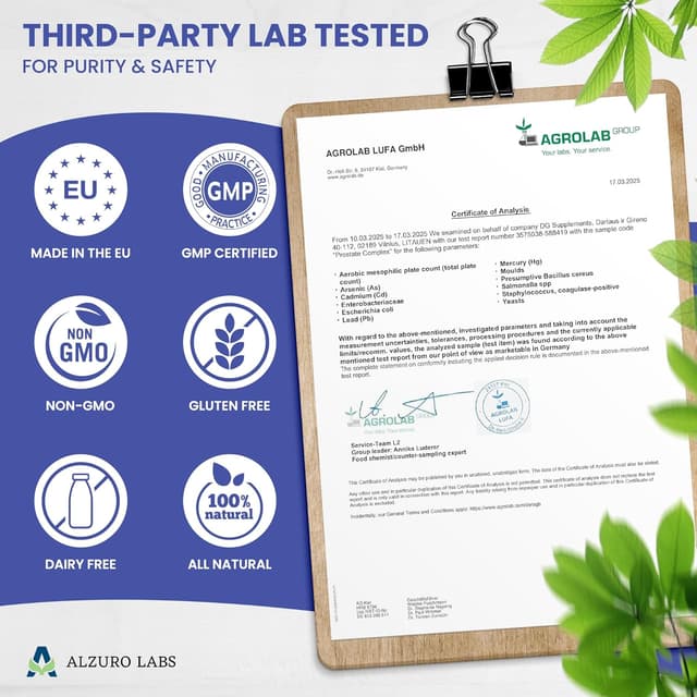 Detalle de Alzuro Labs Prosta Complex – capsules végétaliennes pour soutien de la prostate (90 gélules)