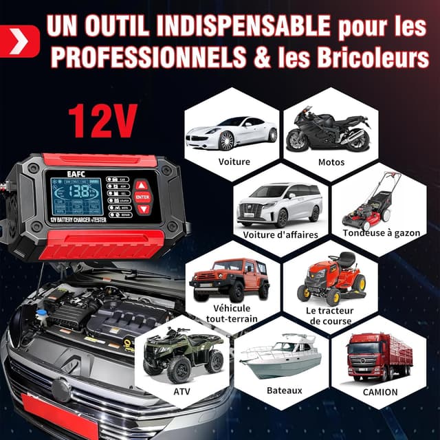 Detalle 1 de Testeur de batterie 12V 6A EAFC12V6A