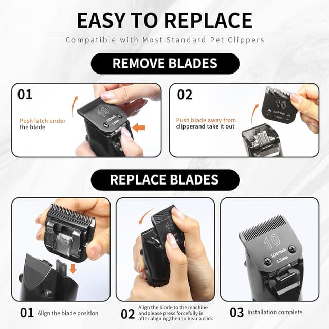 Detalle de ZATEIRL Confezione da 3 lame 5FC staccabili in acciaio 1/4 pollici (6,3 mm) compatibili con macchine per toelettatura