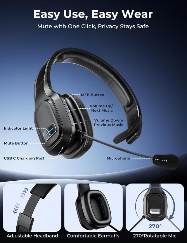 Thumbnail 5 de wyness Bluetooth Headset 60Hrs