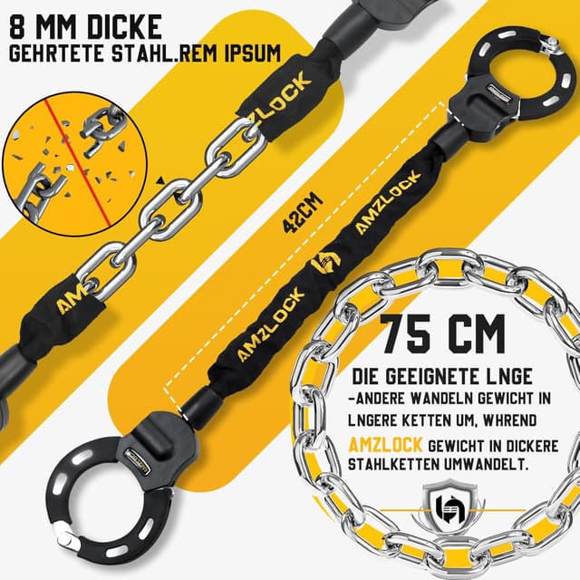 Thumbnail 4 de AMZLOCK E Scooter Schloss 8 mm Kette