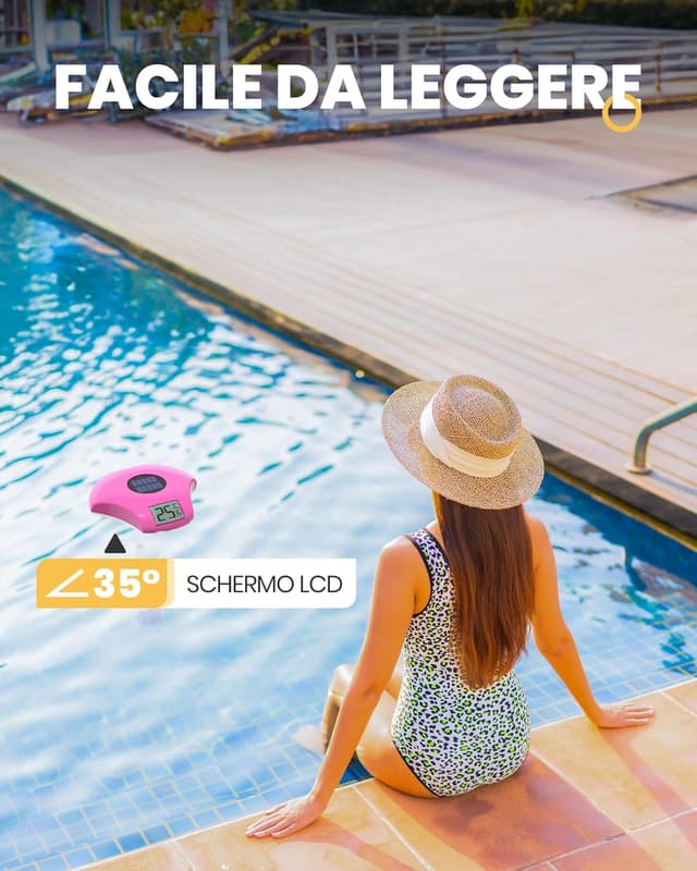 Detalle 2 de Baldr Solare Termometro Piscina Galleggiante con display LCD, sonda metallica e protezione IPX8